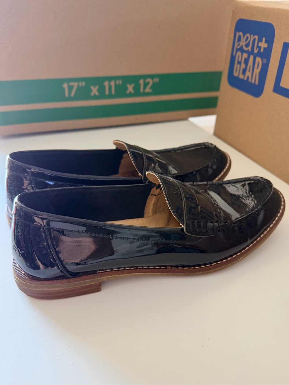 Sperry Black Patent Leather Penny Loafers